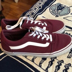 maroon laced vans. women’s size 11, men’s size 9